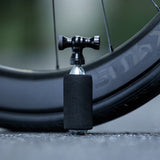 Rockbros CO2-pumpe, ventilhoved af aluminiumlegering, uden patron, kompatibel med Presta/Schrader - sort