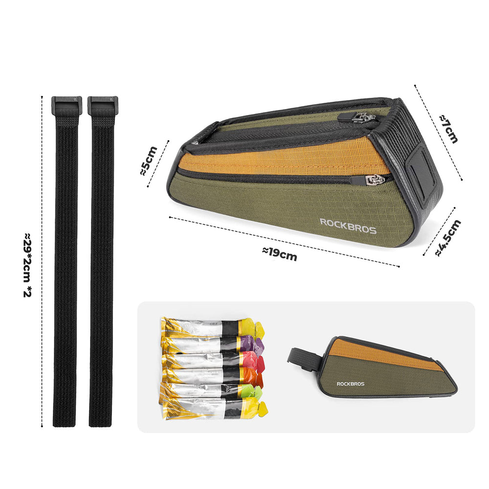 Rockbros 088 Top Tube Bike Bag 0,25L - Grøn og orange