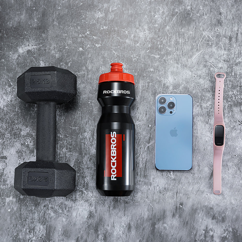 Rockbros 750 ml cykelflaske - gennemsigtig sort med rød mundstykke
