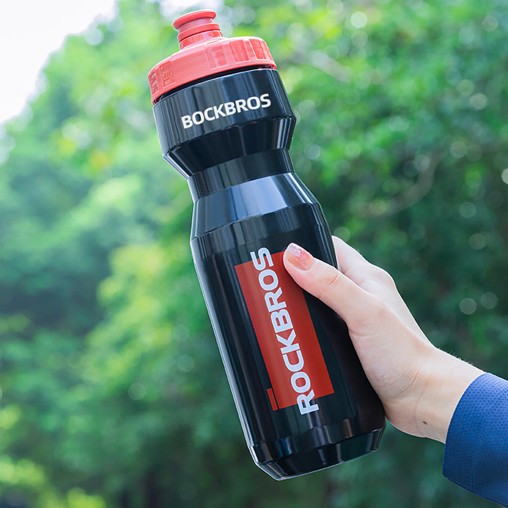 Rockbros 750 ml cykelflaske - gennemsigtig sort med rød mundstykke