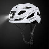 Rockbros ZK-077 Bicycle Helmet with Integrated Multi-Directional Lighting 57-61 cm - White