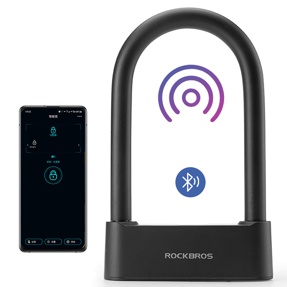 Rockbros 32210818001 SMART Cykellås med fingeraftrykslæser og Bluetooth-forbindelse - sort