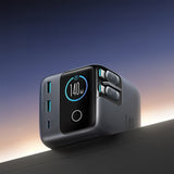 Joyroom Podix JR-TRD01 GaN 140W Desktop oplader med 5 porte og dobbelt indtrækbare kabler - Grå