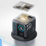 Joyroom Podix JR-TRD01 GaN 140W Desktop oplader med 5 porte og dobbelt indtrækbare kabler - Grå