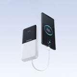 Baseus Lipow 10000mAh 22.5W Powerbank med to indbyggede kabler (med Baseus Simple USB-A - USB-C 3A 20cm kabel) - hvid