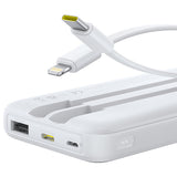 Baseus Lipow 10000mAh 22.5W Powerbank med to indbyggede kabler (med Baseus Simple USB-A - USB-C 3A 20cm kabel) - hvid