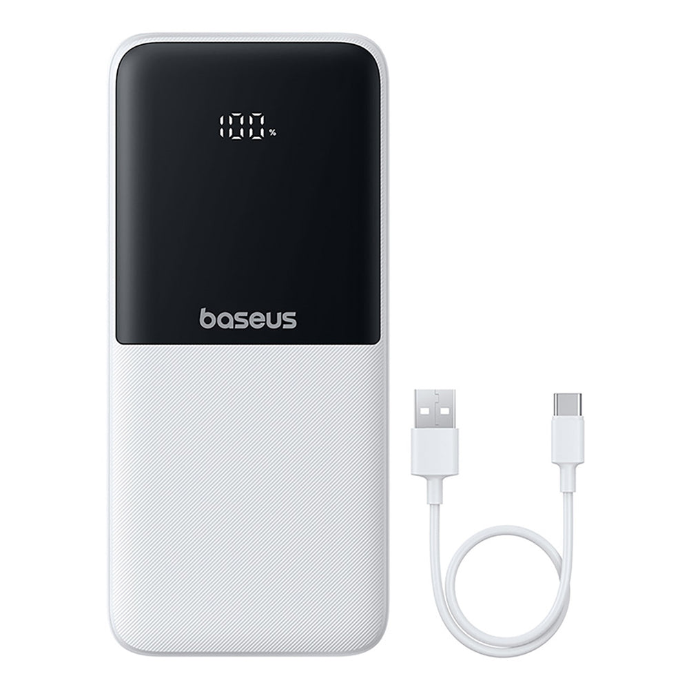 Baseus Lipow 10000mAh 22.5W Powerbank med to indbyggede kabler (med Baseus Simple USB-A - USB-C 3A 20cm kabel) - hvid