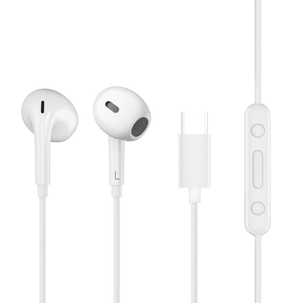 QCY LH1 In-Ear Wired Headphones med fjernbetjening og mikrofon 1,15 m - hvid