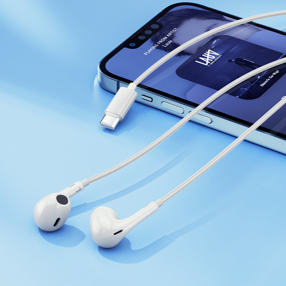 QCY LH1 In-Ear Wired Headphones med fjernbetjening og mikrofon 1,15 m - hvid