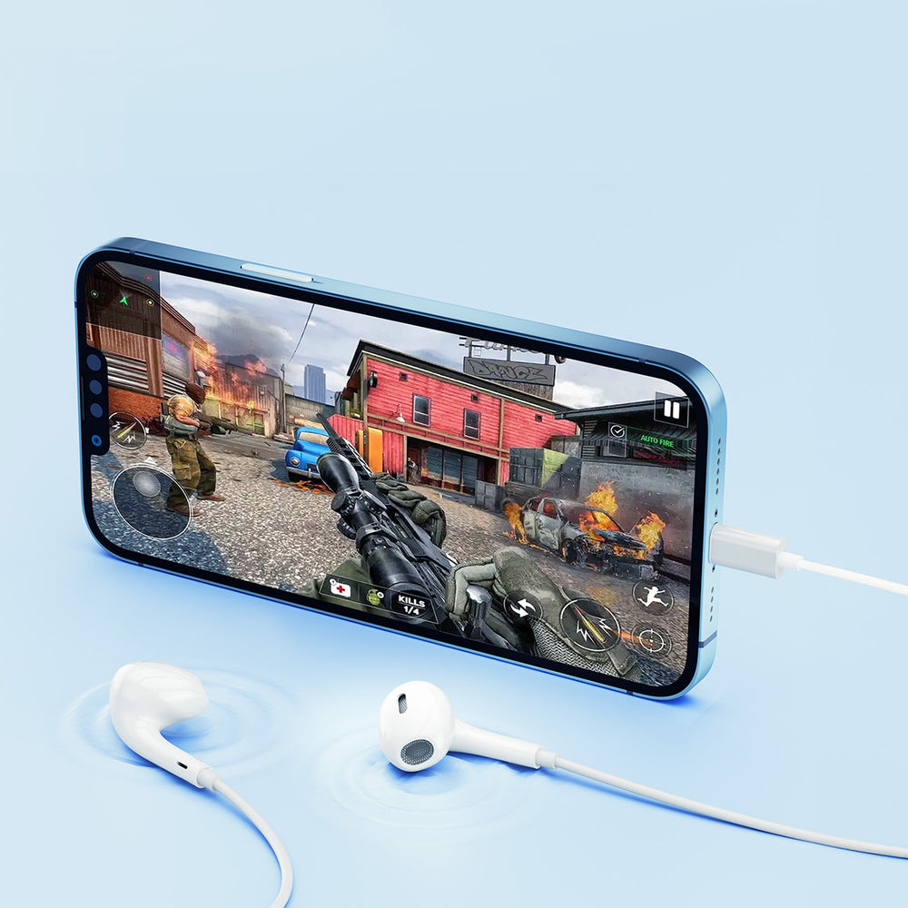 QCY LH1 In-Ear Wired Headphones med fjernbetjening og mikrofon 1,15 m - hvid