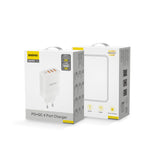 Dudao A5HEU 3xUSB-A 1xUSB-C PD 20W QC3.0 18W+ 2x12W vægoplader - hvid