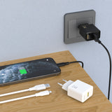 Dudao A23LEU 2.4A GaN EU USB-A Wall Charger med USB-A til Lightning Cable - hvid