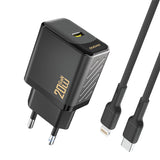 Dudao A26LEU PD 20W GaN USB-C Wall Charger med USB-C til Lightning Cable - sort
