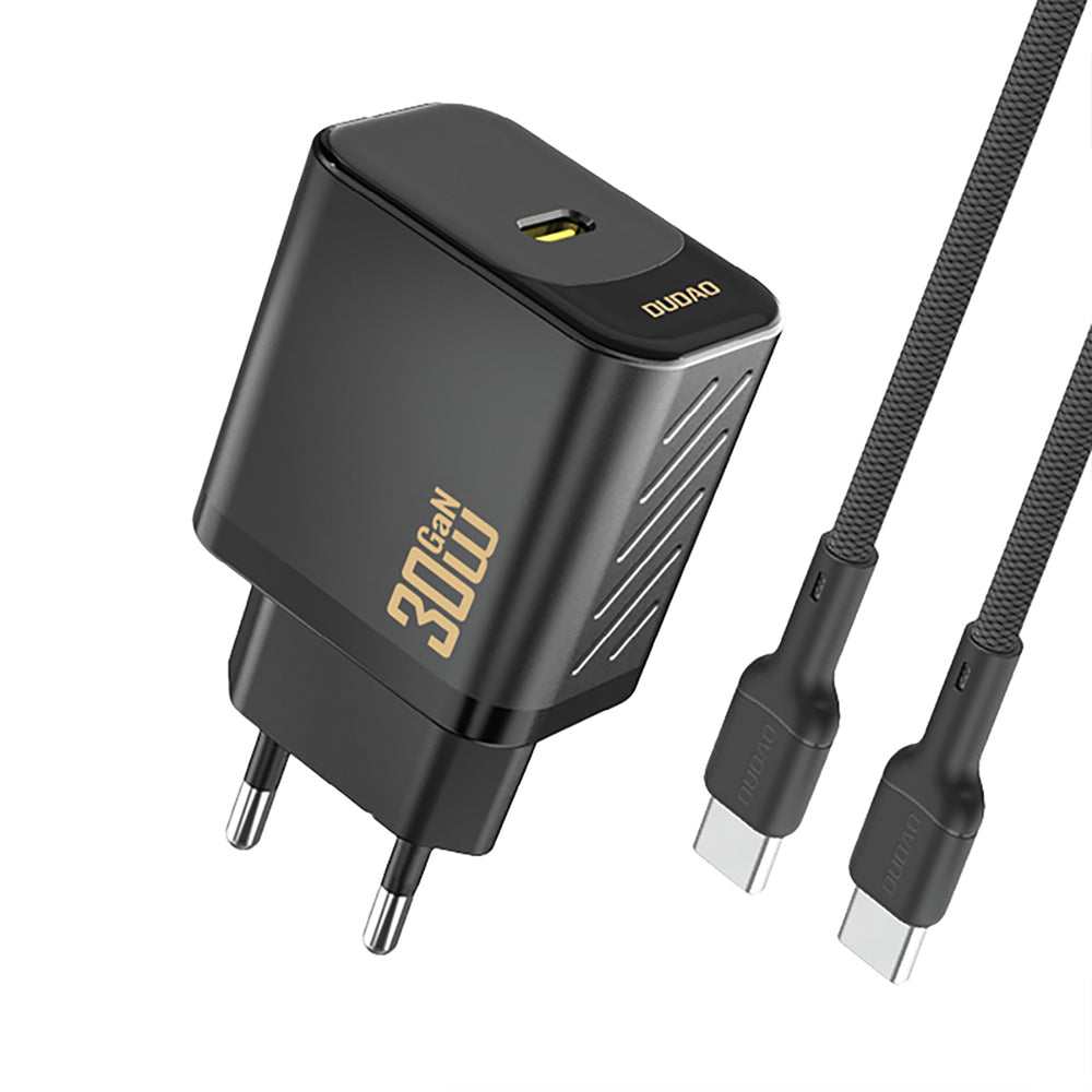 Dudao A27PCEU PD 30W GaN USB-C Wall Charger med USB-C-kabel - sort