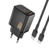 Dudao A27PCEU PD 30W GaN USB-C Wall Charger med USB-C-kabel - sort