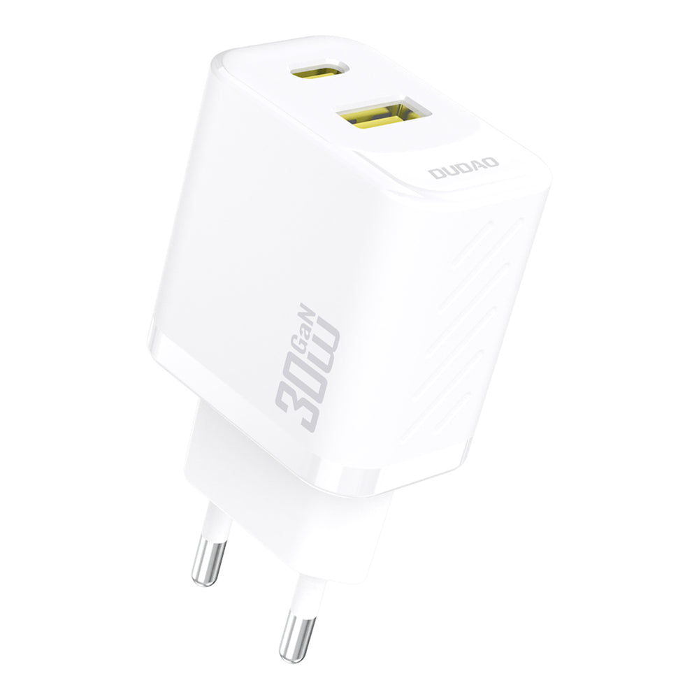 Dudao A27TEU PD 30W GaN USB-A USB-C Wall Charger - hvid