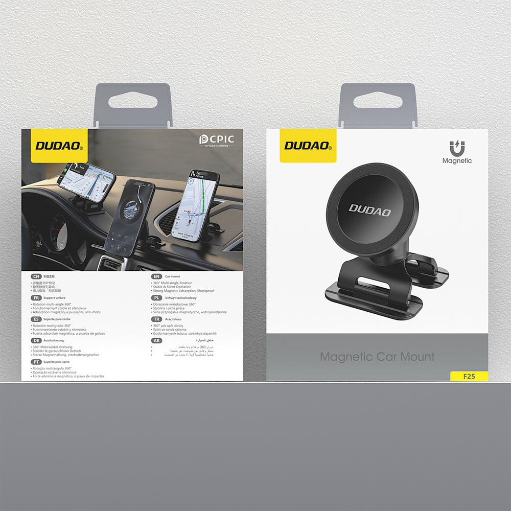 Dudao F25 MagSafe-kompatibel bilmontering til instrumentbræt eller forrude - sort