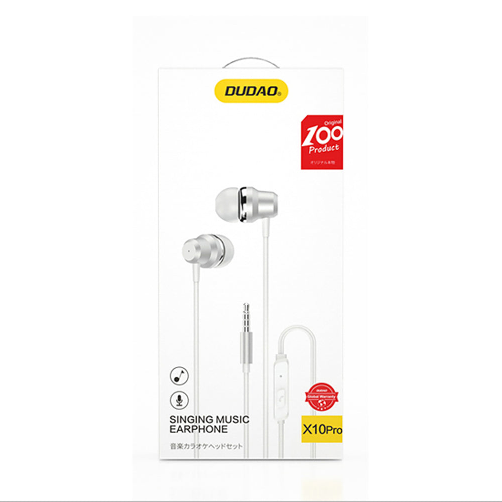 Dudao X10PRO trådbundne hovedtelefoner, mini jack 3,5 mm, in-ear med fjernbetjening - hvid