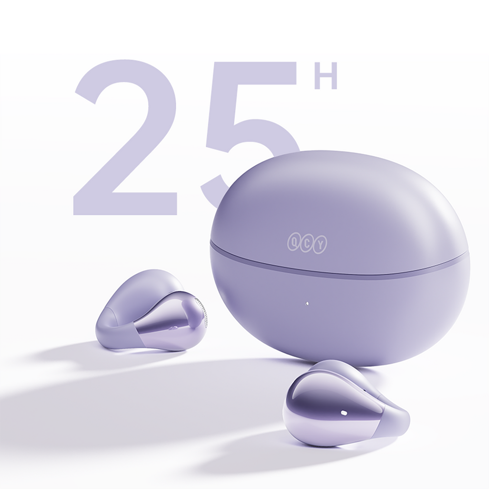 OWS QCY Crossky C30 Earphones with Clip IPX4 Bluetooth 5.4 - Purple