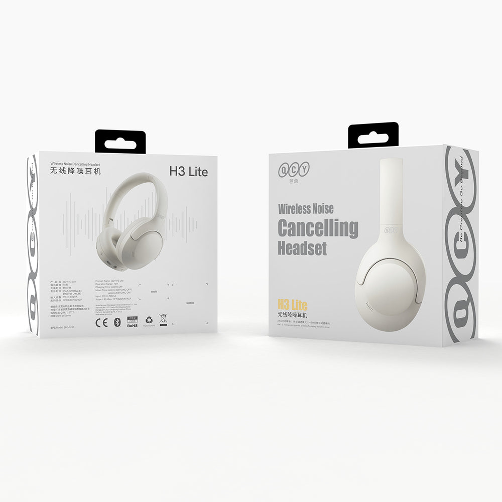 QCY H3 Lite over-ear hovedtelefoner med ANC og Bluetooth 5.3 - hvid