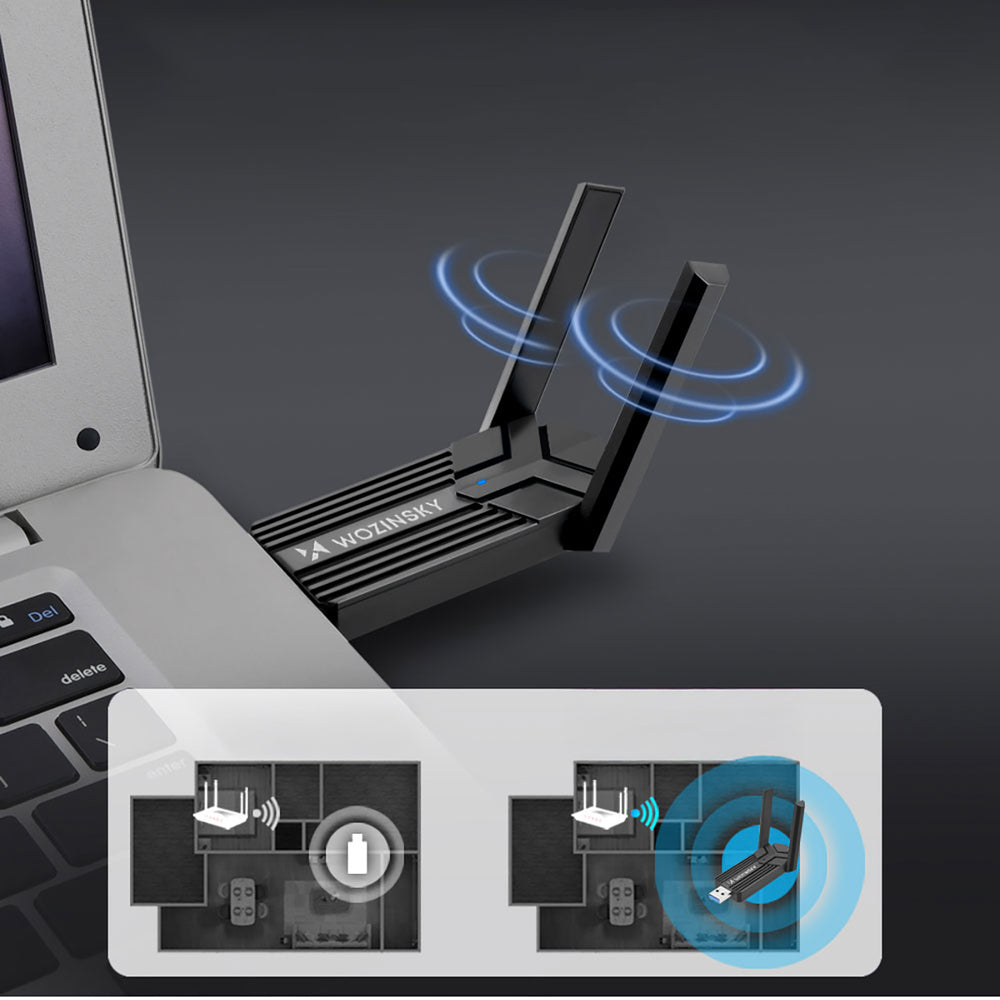 Wozinsky WAX-1800 Dual-Band Wireless USB 3.0 WiFi 6 Adapter - Black