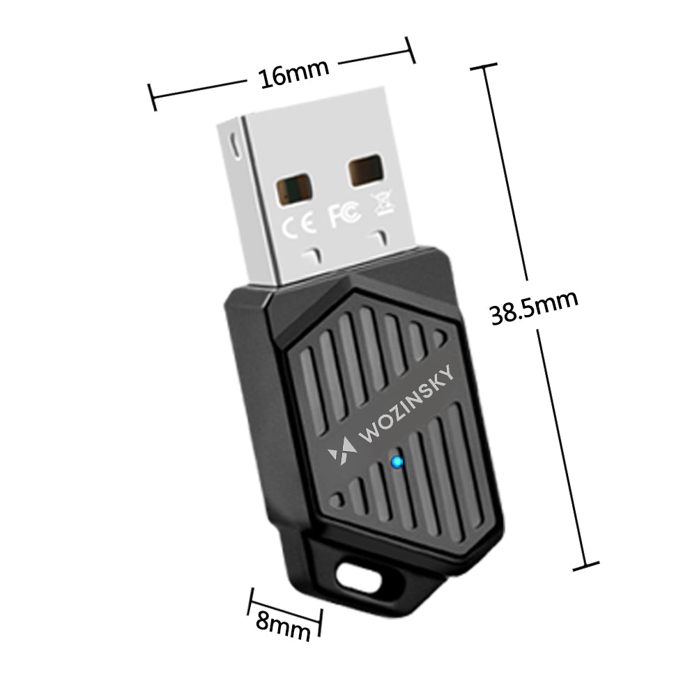 Wozinsky WAX-900 Dual-Band USB Wi-Fi 6 Adapter with Bluetooth 5.4 - Black