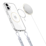 Tech-Protect Flexair Chain MagSafe Case til iPhone 16 - Clear + 2 Lanyards (Pink og Grå)