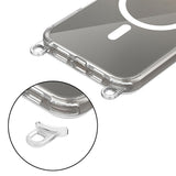 Tech-Protect Flexair Chain MagSafe Case til iPhone 16 - Clear + 2 Lanyards (Pink og Grå)