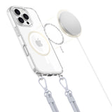 Tech-Protect Flexair Chain MagSafe Case til iPhone 16 Pro - Clear + 2 Lanyards (Pink og Grå)