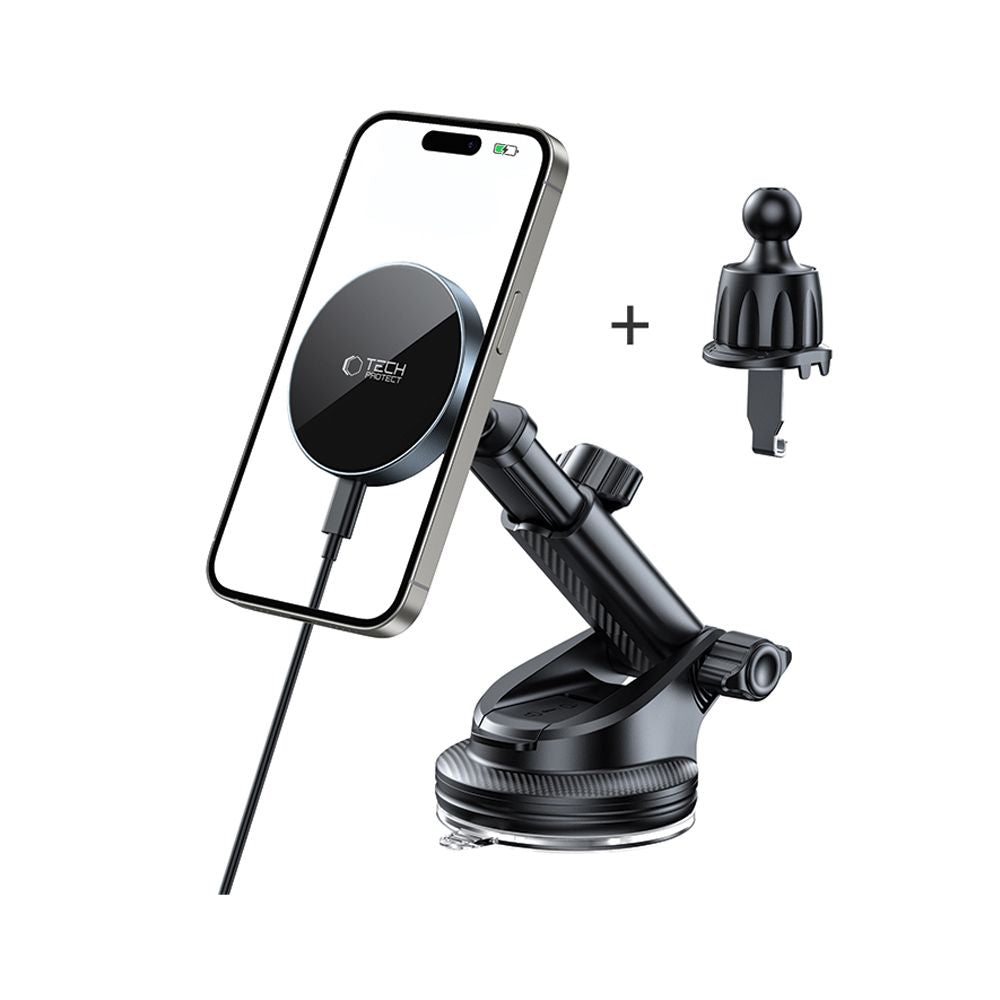 Tech-Protect mm15W-V5 Magnetisk MagSafe-bilholder til cockpit/vindrude/luftventil - sort
