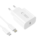 Tech-Protect NC20W Wall Charger med 100 cm USB-C / Lightning Cable - hvid