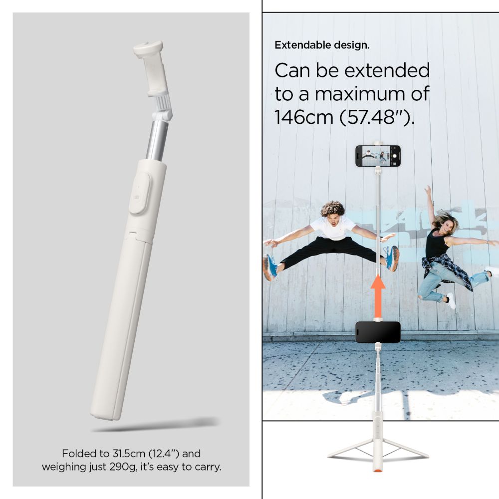 Spigen S541W Bluetooth Selfie Stick - hvid