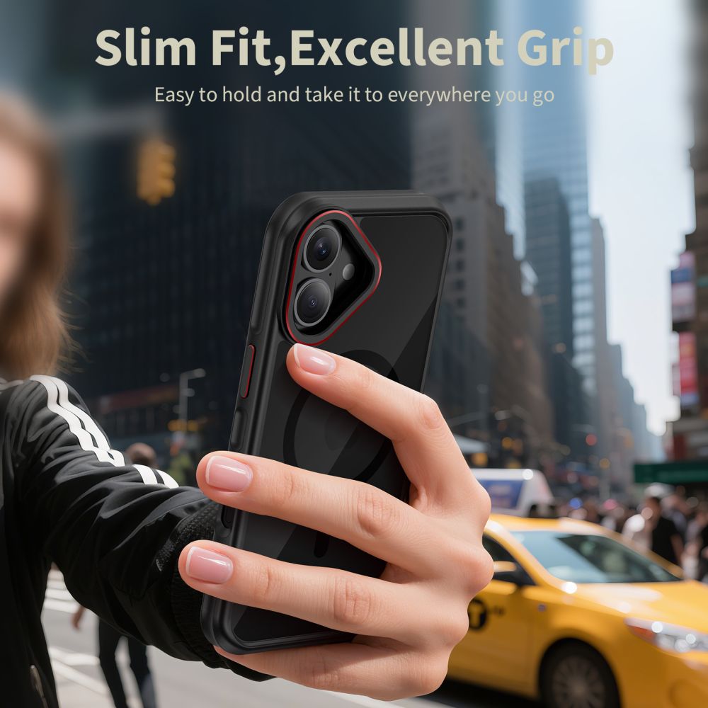 Tech-Protect MagHybrid MagSafe Case til iPhone 17 - sort og rød