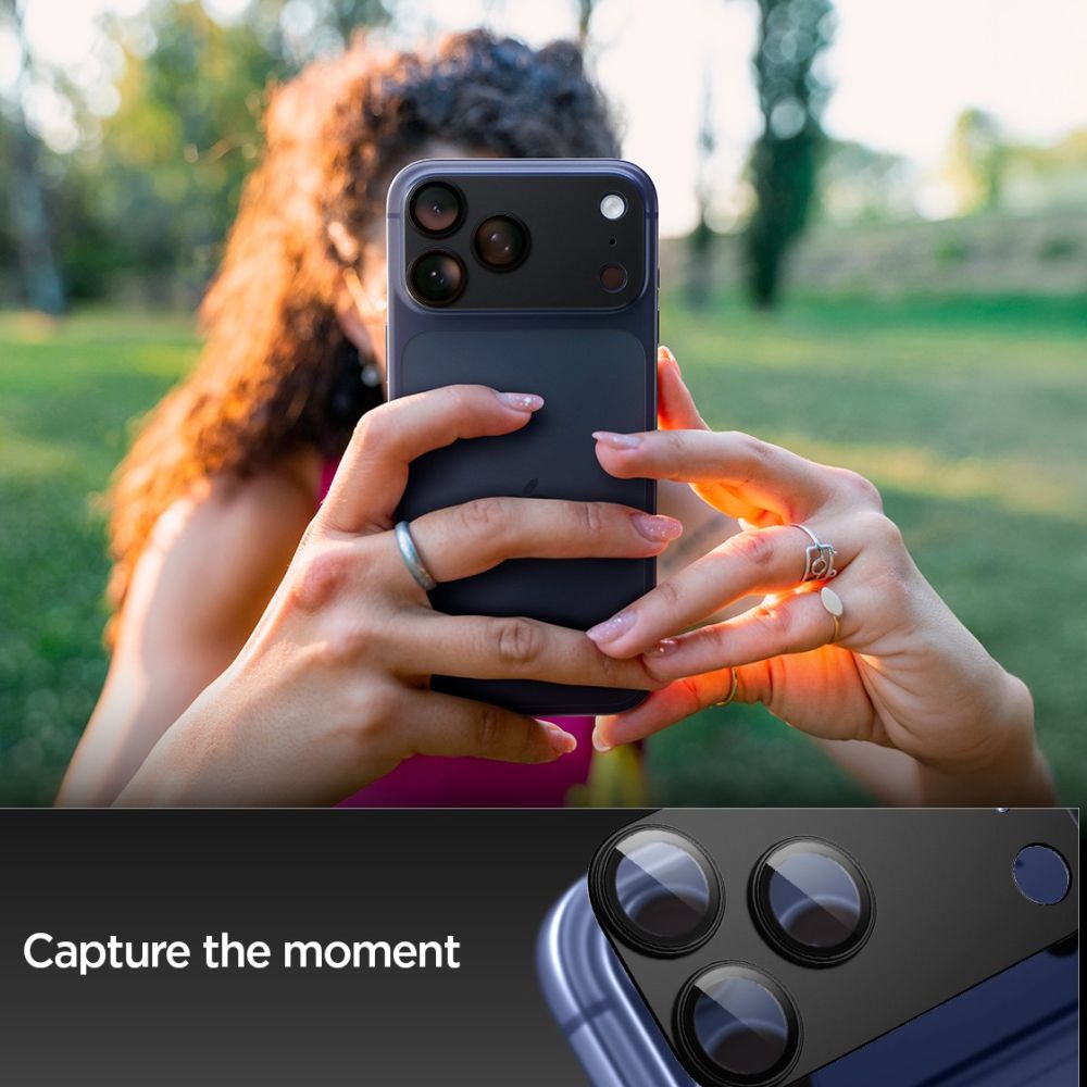 Spigen Optik Pro XL Kamera Lens Glas til iPhone 17 Pro - sort