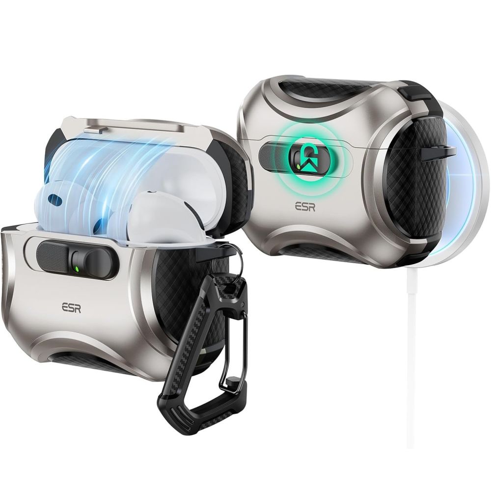 ESR Cyber FlickLock MagSafe case for AirPods Pro 3 - silver