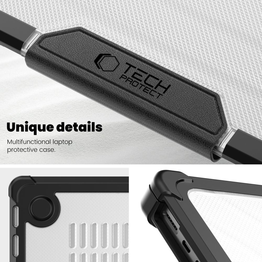 Tech-Protect SmartShell Pro case for Macbook Pro 14 M1 / M2 / M3 / M4 / M5 2021-2025 - black and transparent