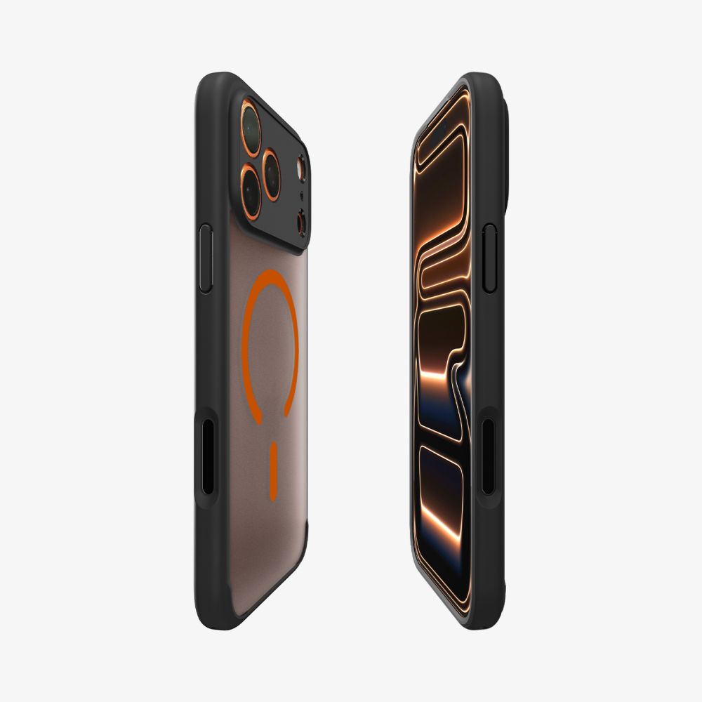 Spigen Ultra Hybrid MagSafe Case til iPhone 17 Pro Max - sort og orange