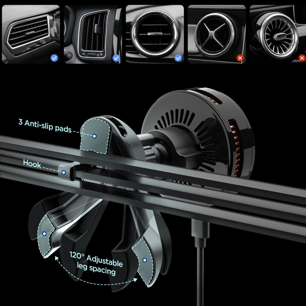 Spigen Essential EV25MFAQ Magnetisk MagSafe Car Air Vent Mount - sort