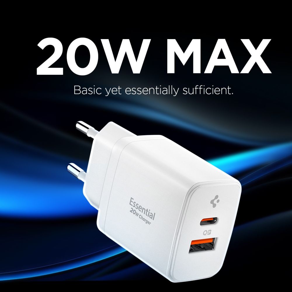 Spigen Essential EE202EU 20W Wall Charger - hvid