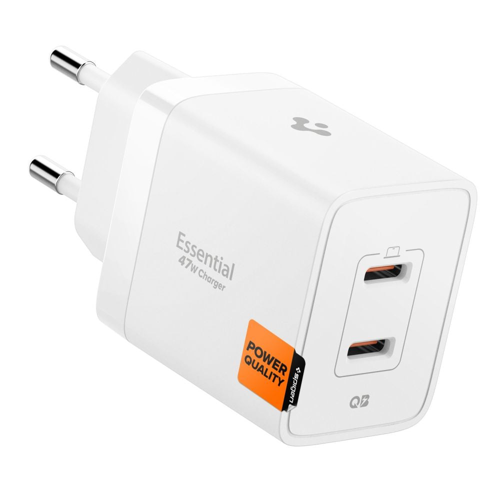 Spigen Essential EE472EU 2-port USC-C 47W vægoplader - hvid