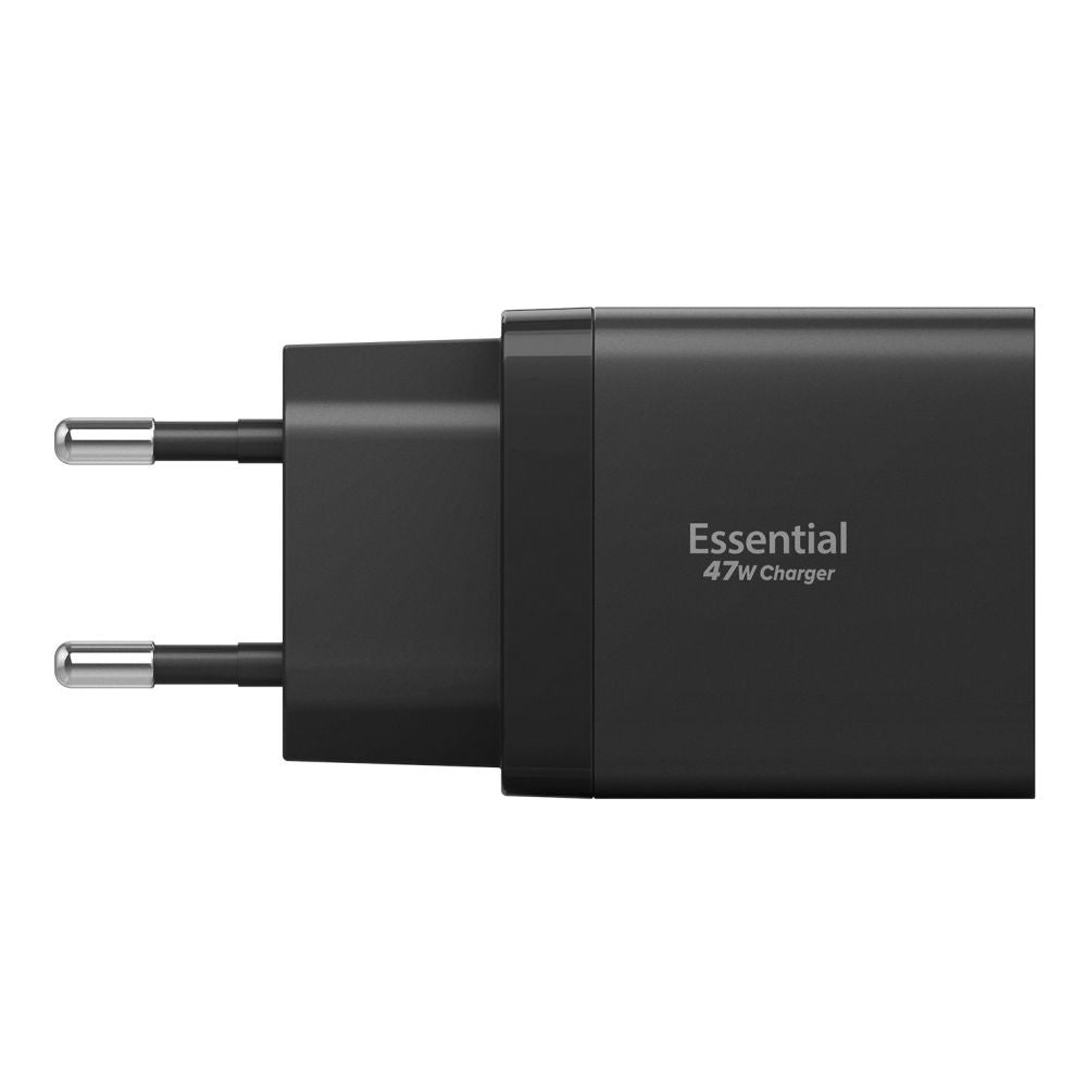 Spigen Essential EE472EU 2-port USC-C 47W vægoplader - sort