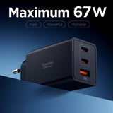 Spigen Essential EE673EU 3-port oplader 2xUSB-C 1xUSB-A 67W - sort
