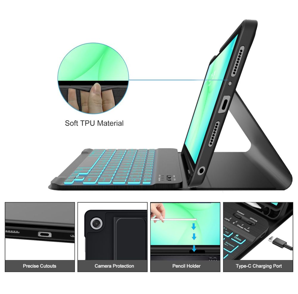 Tech- Protect SC Pen Case til Samsung Galaxy Tab A9+ / A11+ Plus 11.0 X210 / X215 / X216 / X230 / X235 / X236 - sort