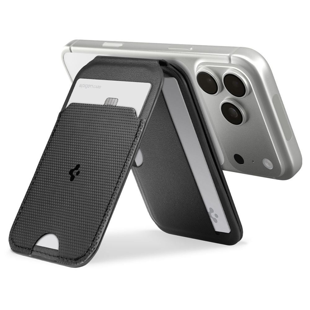 Spigen Slim Fold Tripod Wallet S314-2 MagSafe Magnetisk Telefonkasse - sort