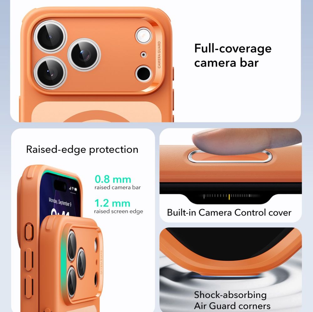 ESR Classic Hybrid MagSafe Case til iPhone 17 Pro Max - Clear Orange