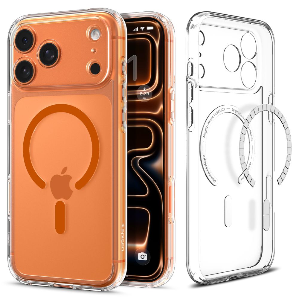 Spigen Ultra Hybrid MagSafe Case til iPhone 17 Pro - Clear Orange