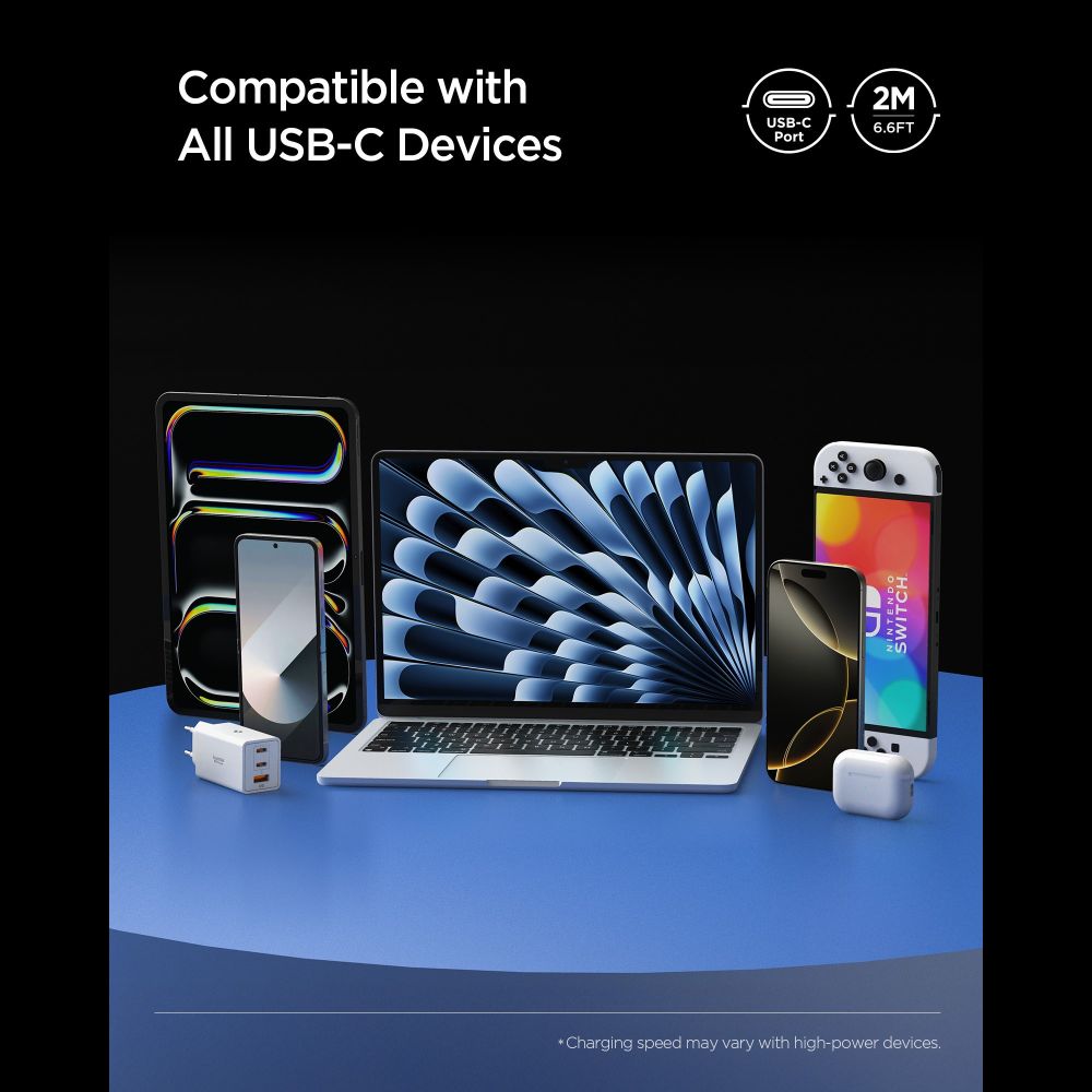 Spigen EB10020CC USB-C-kabel 100W 200cm - hvid