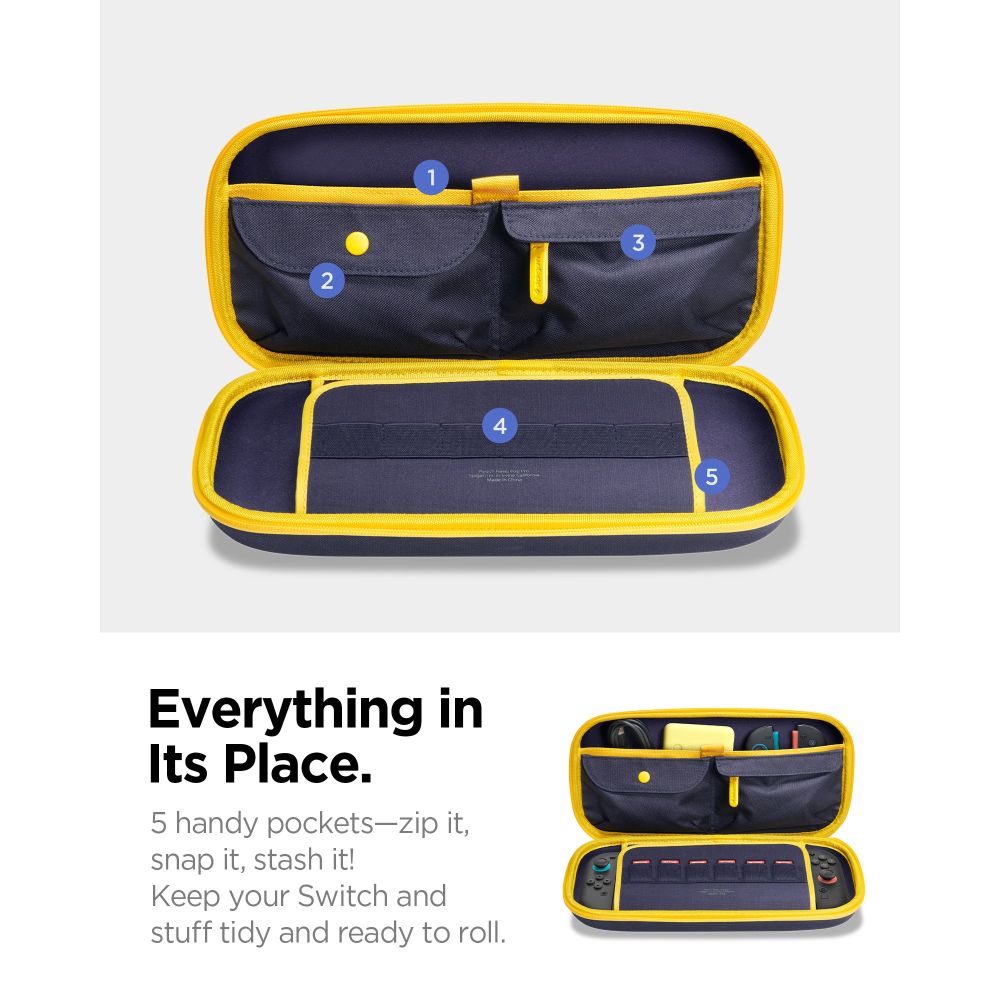Spigen Nano Pop Pro Pouch til Nintendo Switch 2 - Navy Blue og Yellow