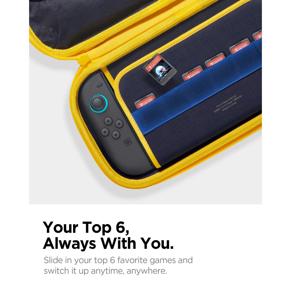Spigen Nano Pop Pro Pouch til Nintendo Switch 2 - Navy Blue og Yellow