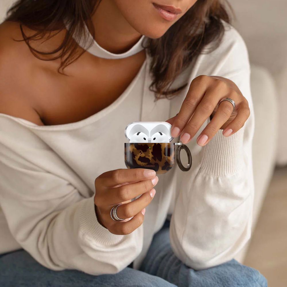 Tech-Protect Lamano-kasse til AirPods 4 - brun og sort